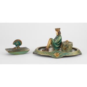 Roland Paris (1894 - 1945) - Bureau Necessaire En Bronze Et Nacre - début du 20e siècle